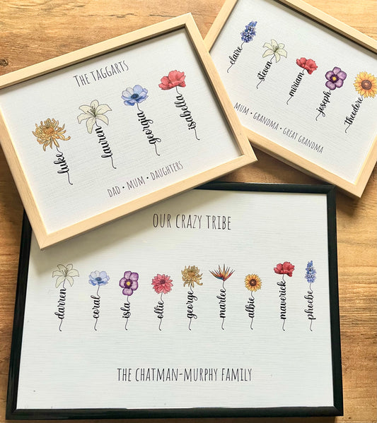 Personalised Floral Family Print