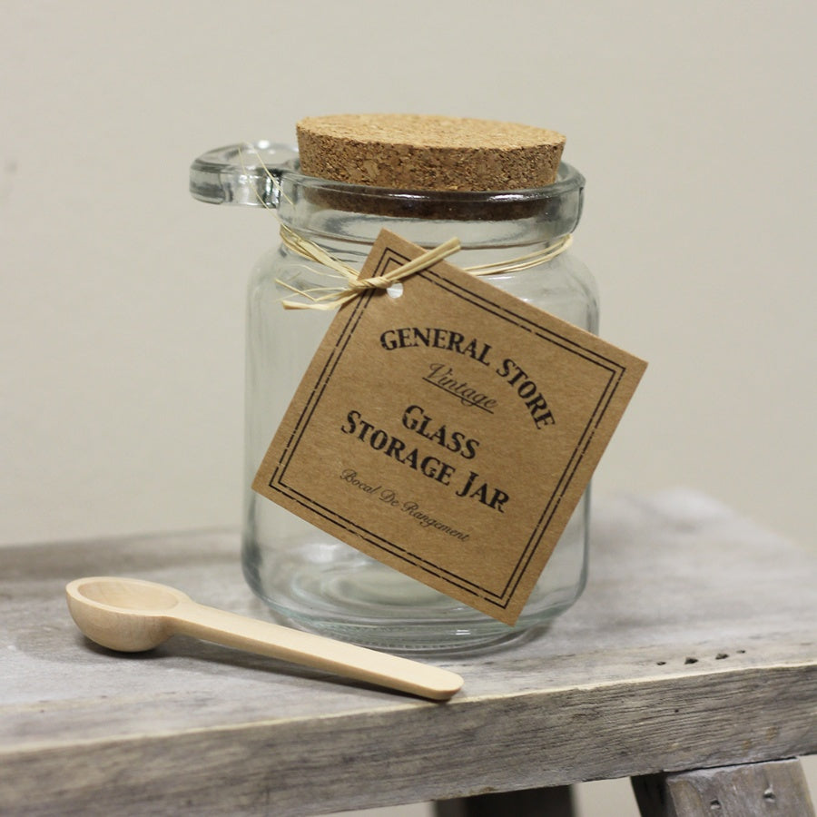 Cork Top Glass Storage Jar & Spoon