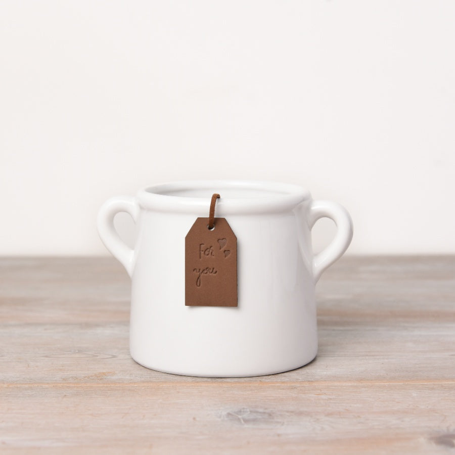 "For You" White Ceramic Pot