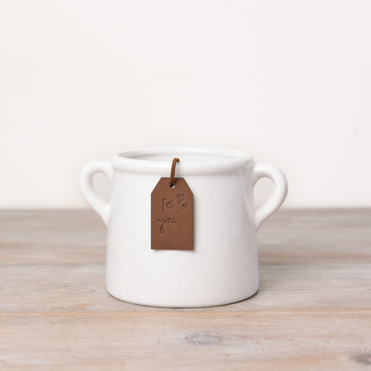 "For You" White Ceramic Pot