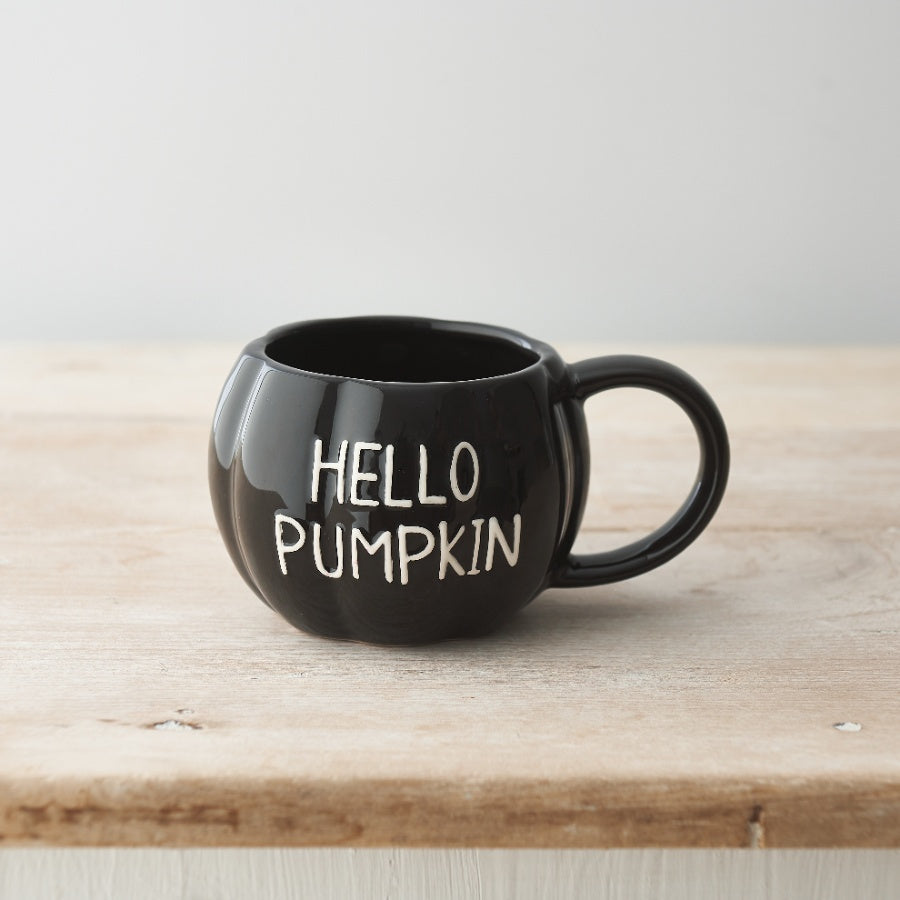 "HELLO PUMPKIN" Ceramic Mug (White/Black)