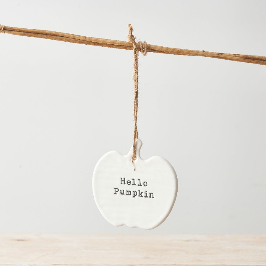 "Hello Pumpkin" Porcelian Pumpkin Hanger