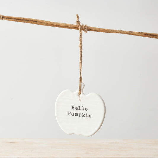 "Hello Pumpkin" Porcelian Pumpkin Hanger