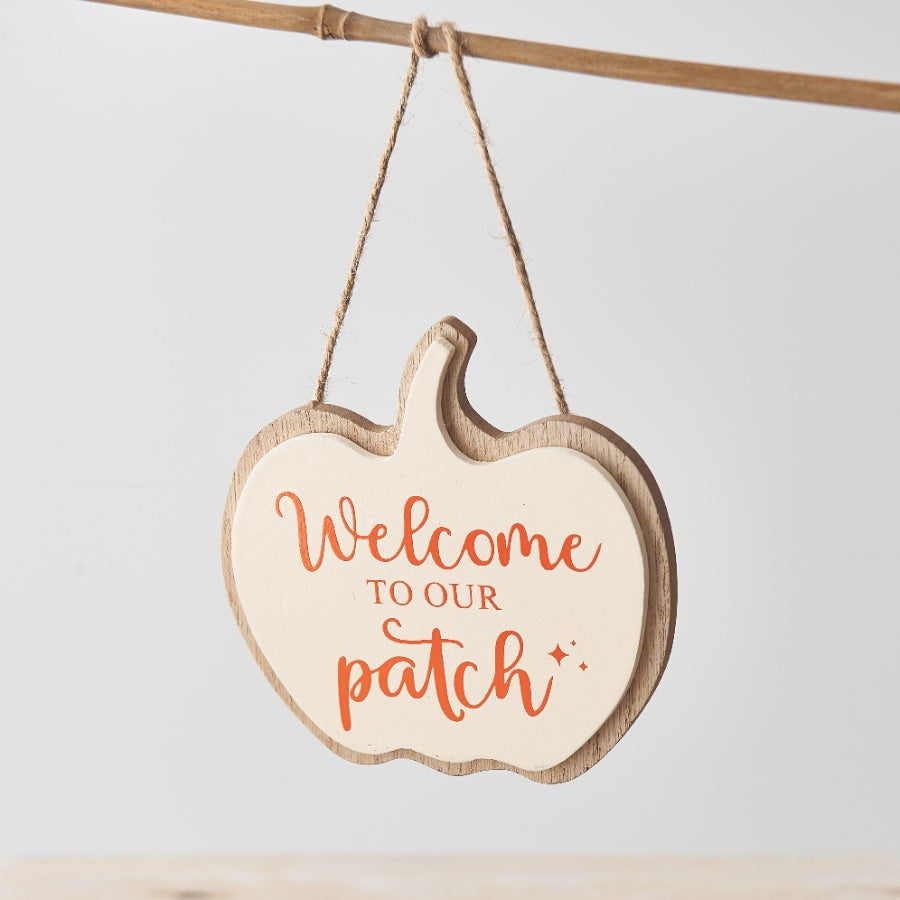 "Welcome to Our Patch" Pumpkin Biscuit Hanger