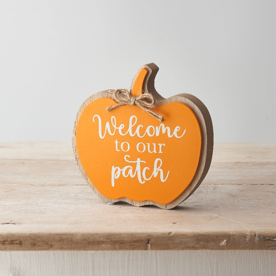 "Welcome to our Patch" Pumpkin Chunky Biscuit Sitter