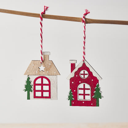 Red Wooden House Hangers