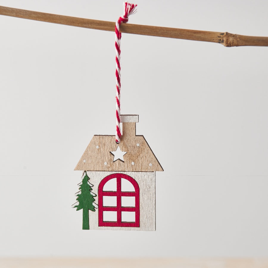 Red Wooden House Hangers