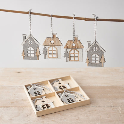 Grey Wooden House Hangers