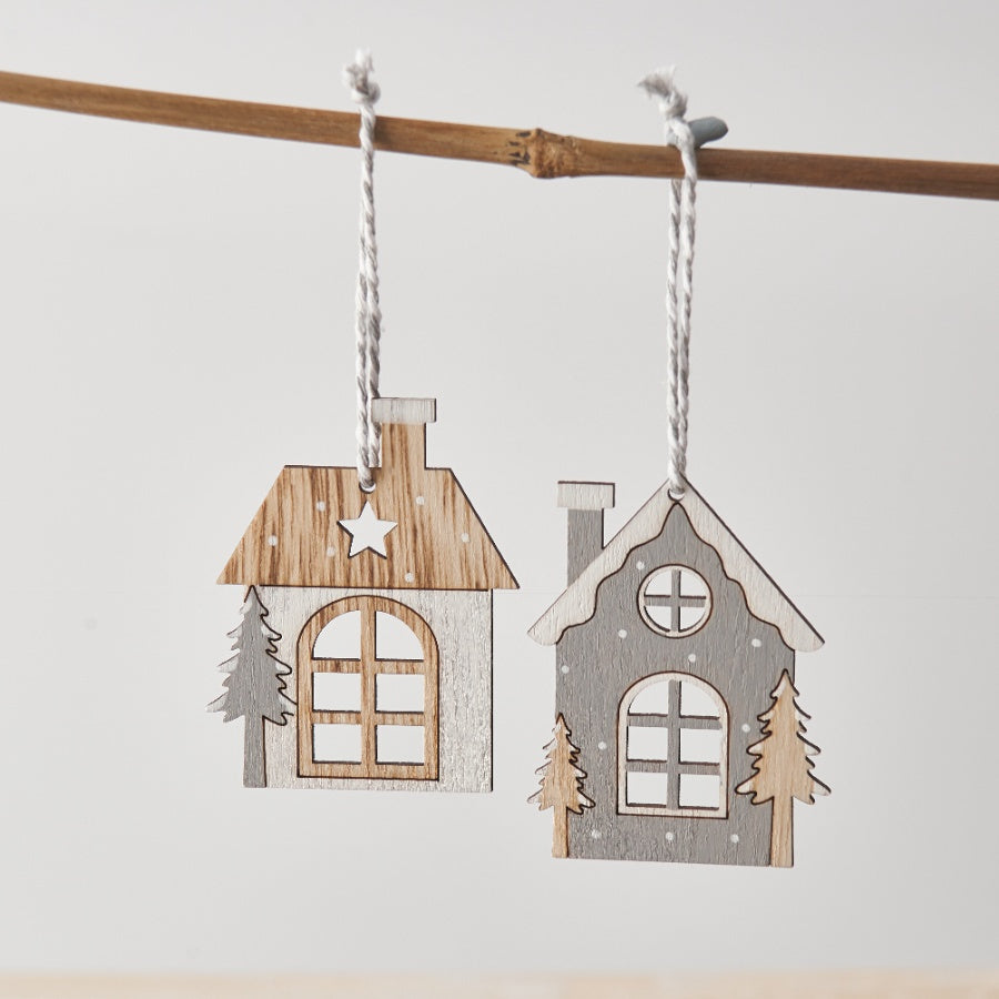 Grey Wooden House Hangers