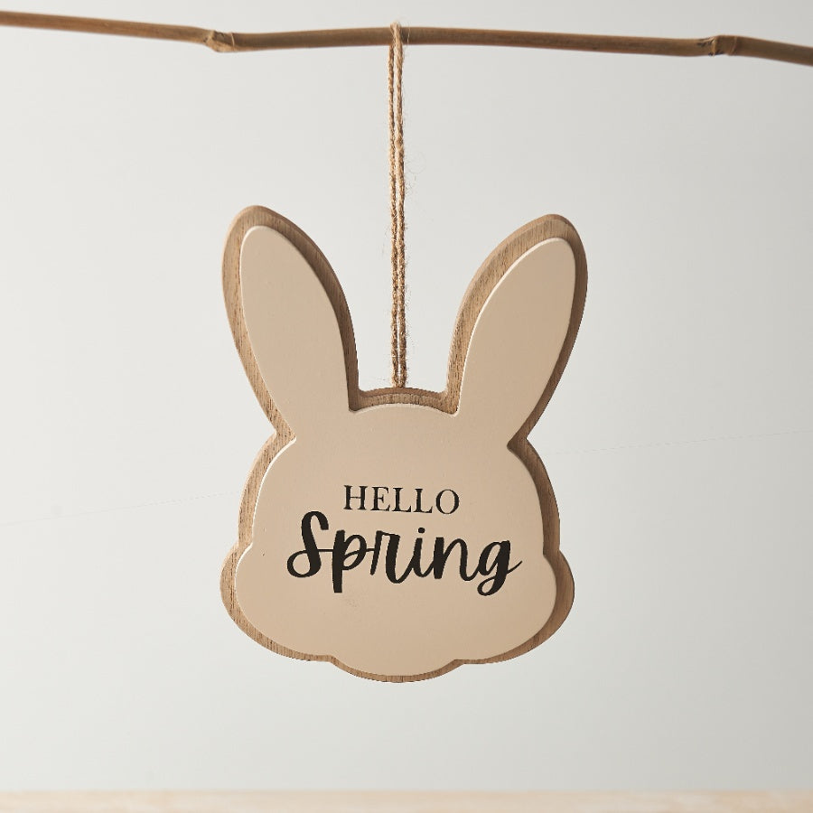 "Hello Spring" Hanging Easter Bunny Biscuit Sign