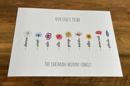 Personalised Floral Family Print