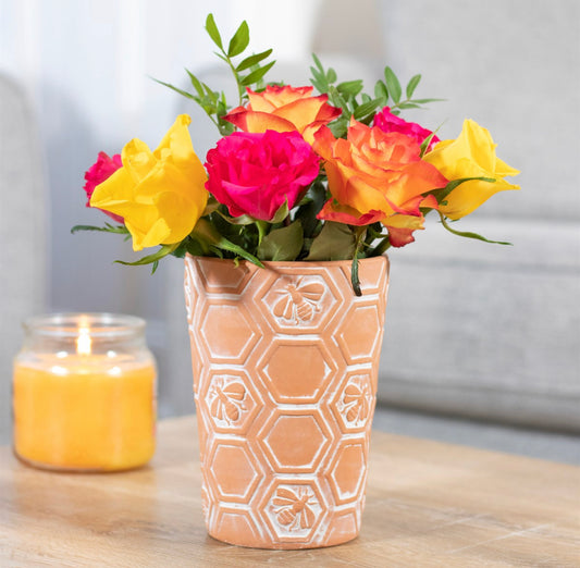 Terracotta Honeycomb Bee Plant Pot