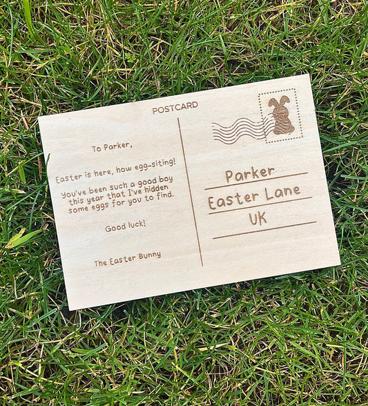 Personalised Wooden Easter Postcard