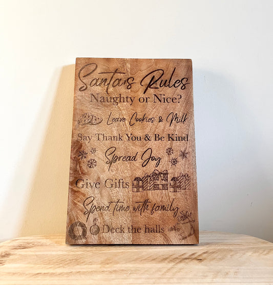 Santa's Rules Engraved Board